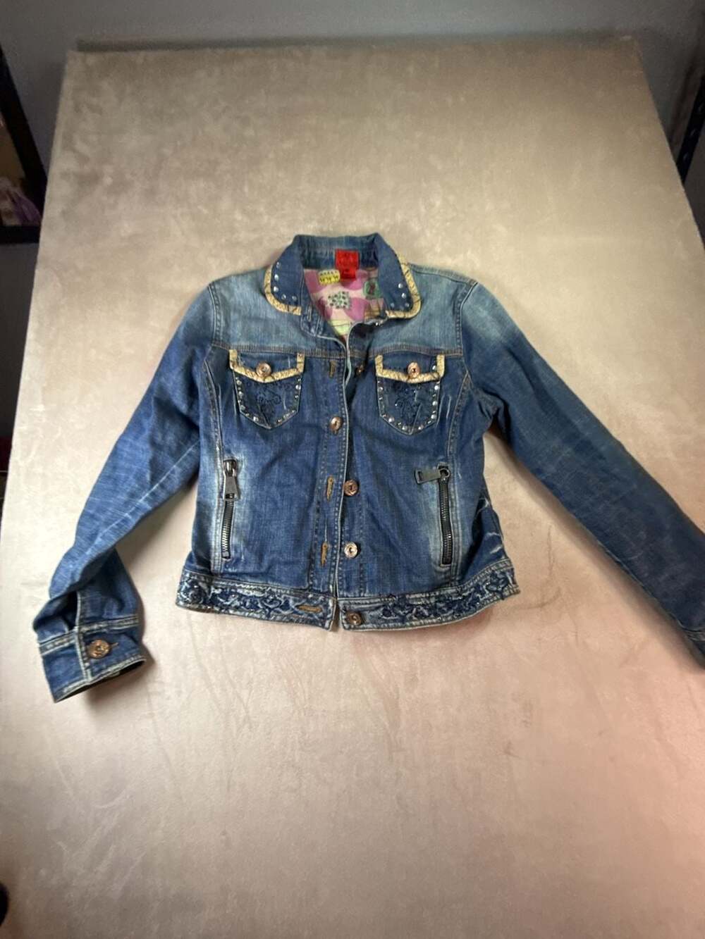 V Cristina Embellished Denim Jacket size Medium
